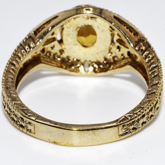 $395 .925 Sterling Silver 1.40CT Natural Yellow Citrine & Topaz Cocktail Ring - Picture 4 of 7